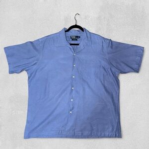 Polo Ralph Lauren Shirt Men’s XL Blue Cotton Silk Caldwell Camp Button Up